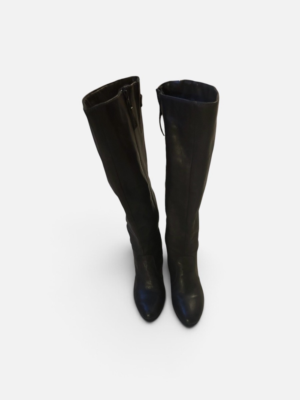 Charcoal Black Knee-High Leather Boots